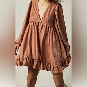Free People Estella Velvet Mini Dress Relaxed Rose Size XS NWOT
